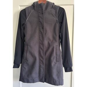 Ivivva Lululemon Hooded Jacket Black Gray Coat Girls Size 12 Athletic‎
